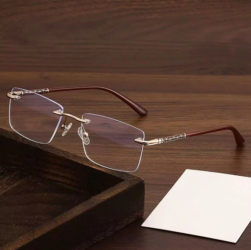Rimless Frame, Burgundy Temples